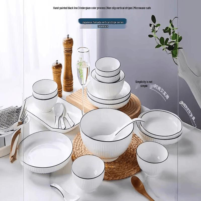 Yipan Black Line Glazed Bone China Dinnerware Set