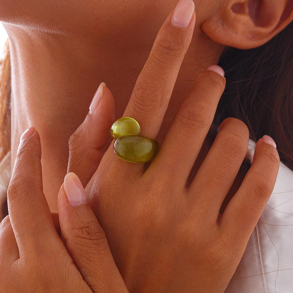 Trendig Oregelbunden Geometrisk Akrylring för Kvinnor Flickor Trendig Vattendroppe Akrylring Festtillbehör