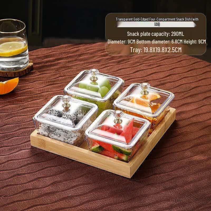 Qiwei Korean Style Divided Melamine Snack Plate with Lid