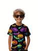 Halloween Printed T-Shirts Casual Round Neck Short-Sleeved Tops Summerand Children's Boys and Girls Fashion 3D Print Clothing