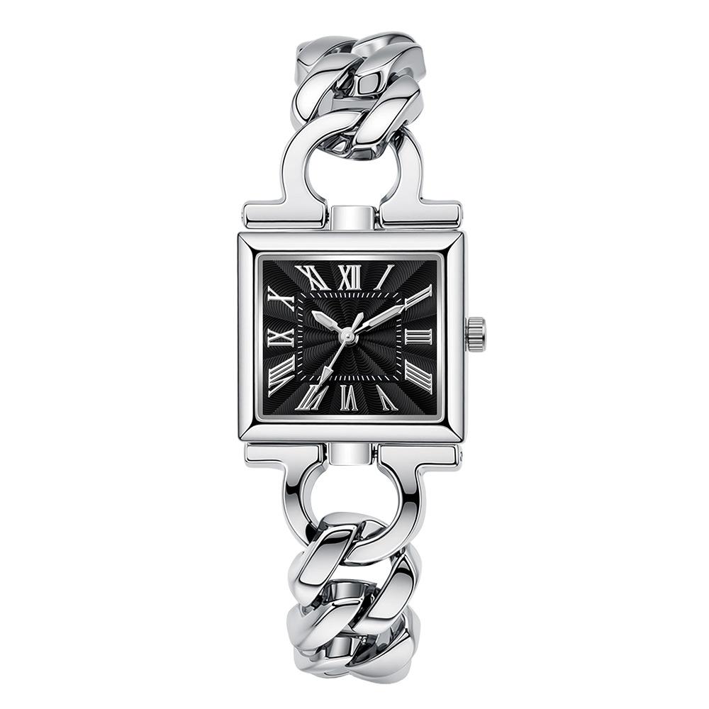 Watch Ladies Quartz Watch French Cuban Chain Women's Watch Square Watch