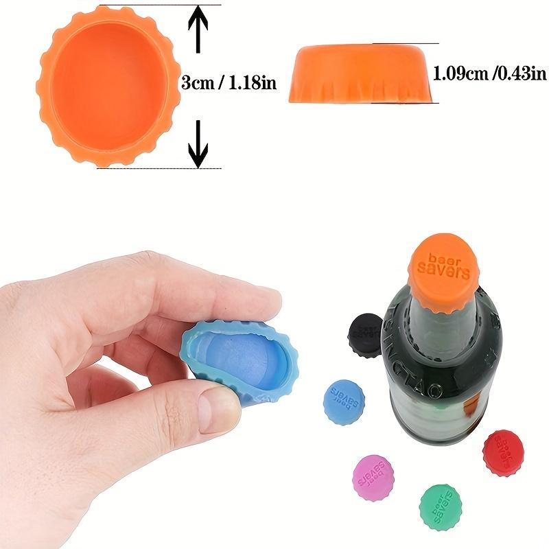 6pcs Reusable Silicone Bottle Caps - Airtight Seal for Beer, Soda, Wine, Kitchen Storage - Vibrant Orange, Red, Blue & More