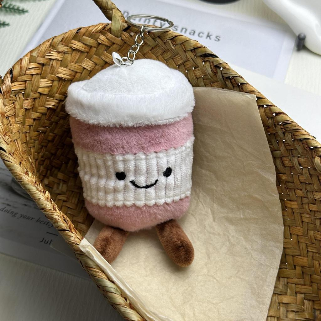 Cross-border Cute Bubble Tea Cup Pendant Keychain - Plush Toy Doll Gift