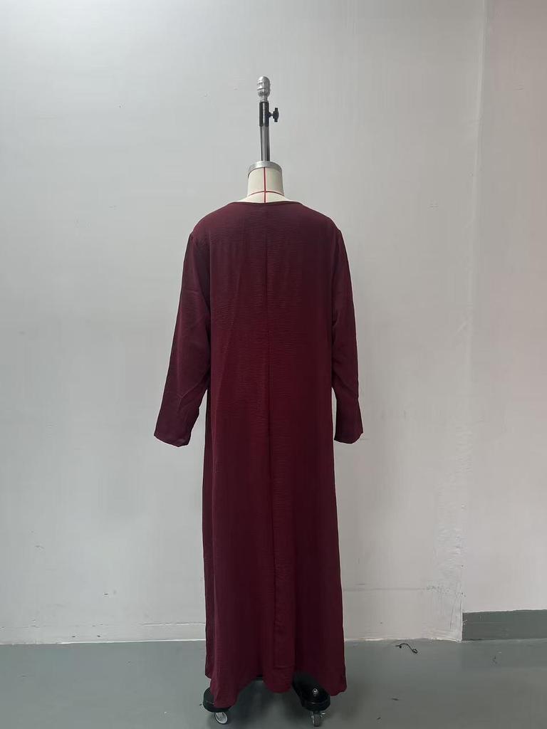 2025 Autumn/Winter Elegant European & American Solid Color Long Sleeve Slimming Maxi Dress