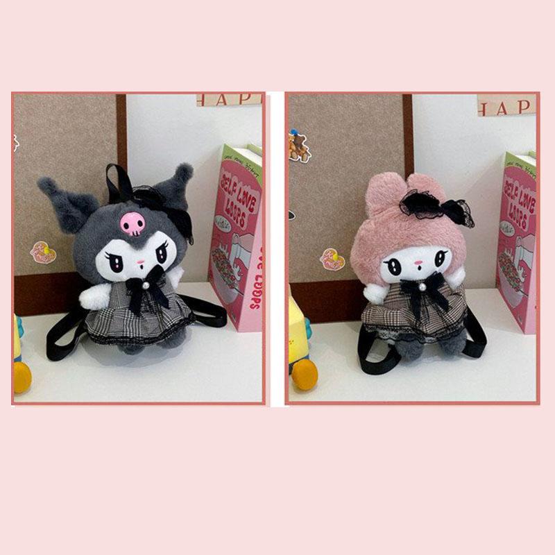Officially Licensed Sanrio Kuromi My Melody Plush Backpack With Adjustable Strap For Girls Daily Use Birthday Holiday Gift