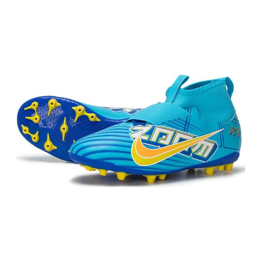 Nike Zoom Mercurial Superfly 9 Academy KM AG Cleats with Shock Absorption and Durability Kids Sneaker Blue DO9791-400