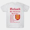 Richard The Lionheart World Tour T Shirt Vintage Designer Clothes Soft Fashion Versatile Slightly Casual Graphic