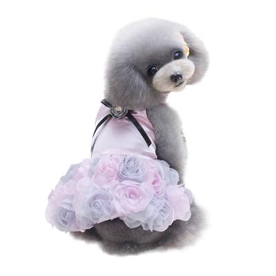 Robe de base pour chien avec imprimé rose Vêtements Dentelle Robe respirante