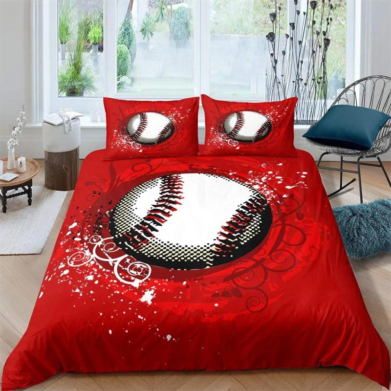 Sport Baseball Konge Dundyne Trekk 3D Ball Sengetøy Sett Gutter Tenåringer Konkurranse Dynetrekk 2/3 stk Polyester Dyne Trekk