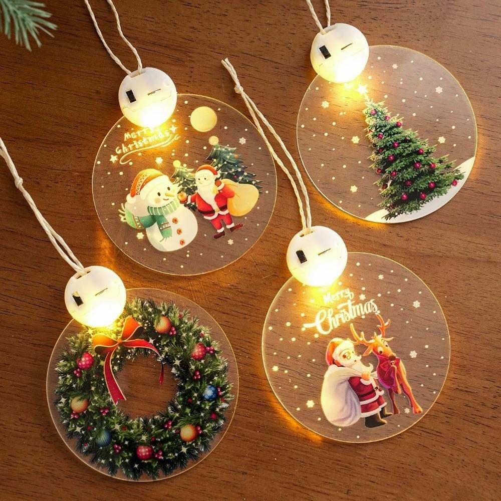 Acrylic Illuminated Christmas Ornaments Battery Powered Festive Decorations Christmas Decoration