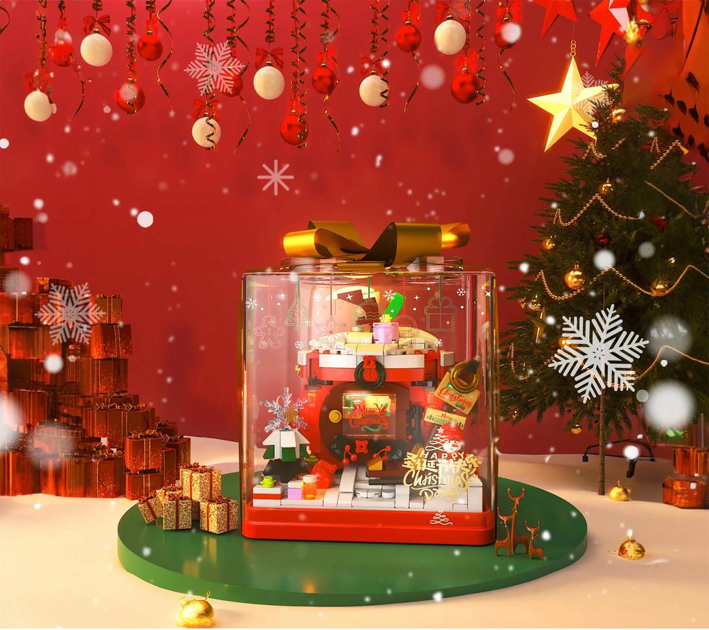 714PCS Christmas Eve Apple House Building Blocks Diy Creative Gift Box Model Assembly Bricks Creative Desktop Deco Kid Toys Gift