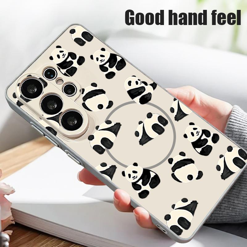 Magnetic For Magsafe Case For Samsung Galaxy S26 Ultra S25 Edge S24 Plus S23 FE S22 A17 A54 A55 A56 A57 5G Lovely Baby Panda Pattern Cover