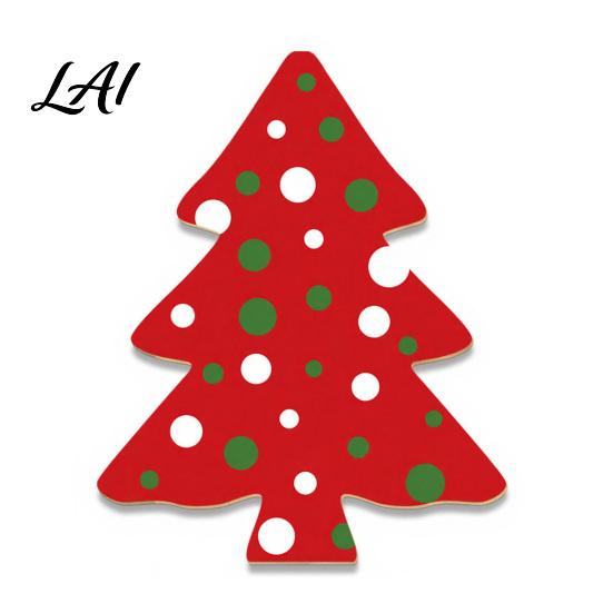 Christmas Tree Decorations Wooden Tabletop Decor Plaid Polka Dots Xmas Wood Signs Red Traditional Festive Ornaments Black Green Desktop Centerpieces
