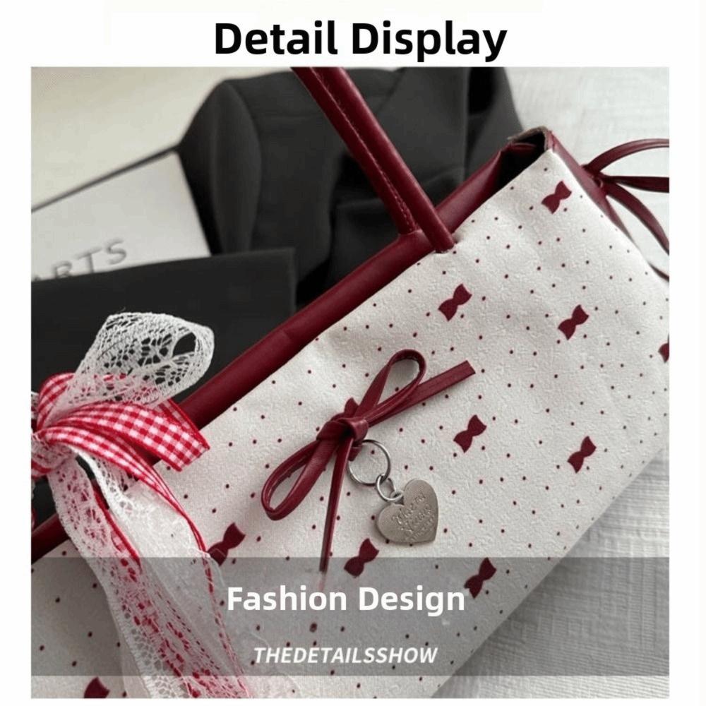 Elegant Korean Bow Decoration Women's Handbag PU Material Zipper Closure Shoulder Bag Niche Style Square Bag Fashion Occasion