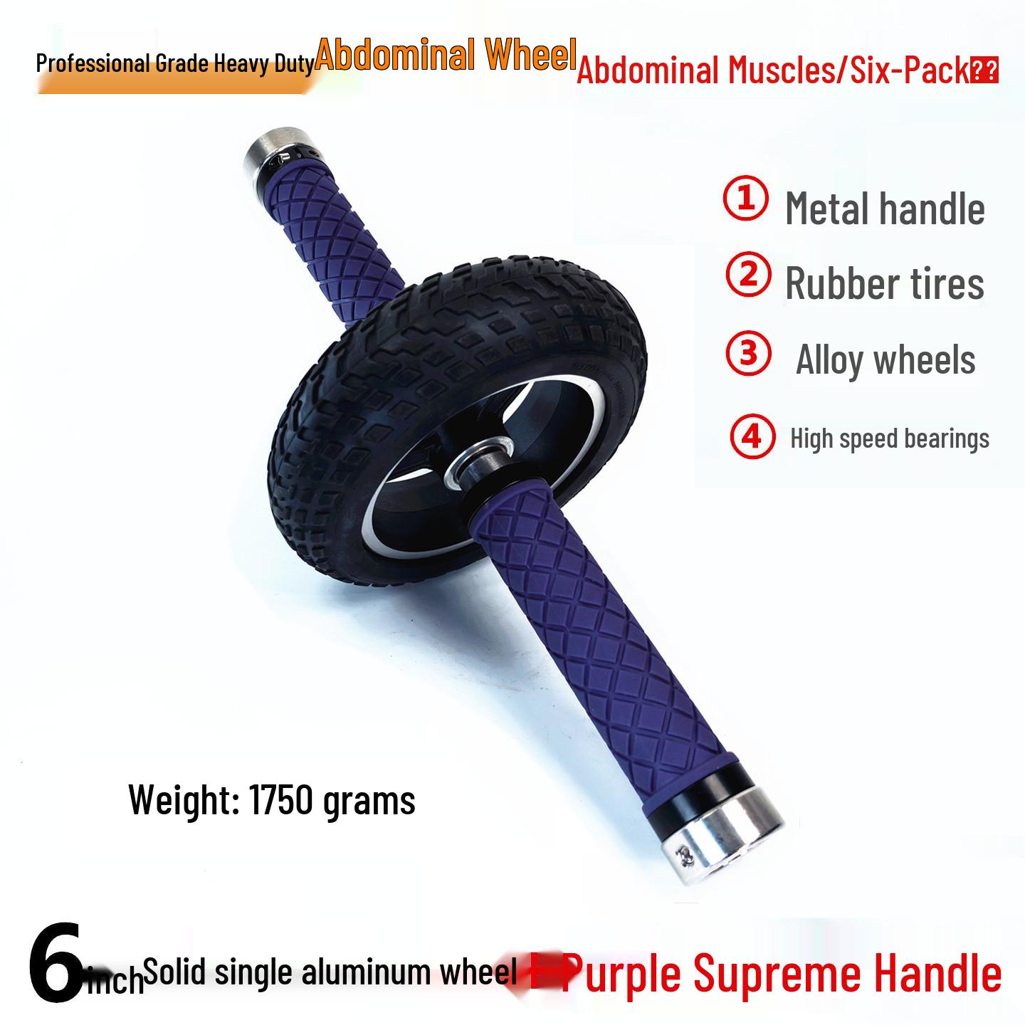 

Silent Double-Bearing Rubber Ab Wheel for Indoor/Outdoor Waist & Ab Exercise with Aluminum Alloy Hub