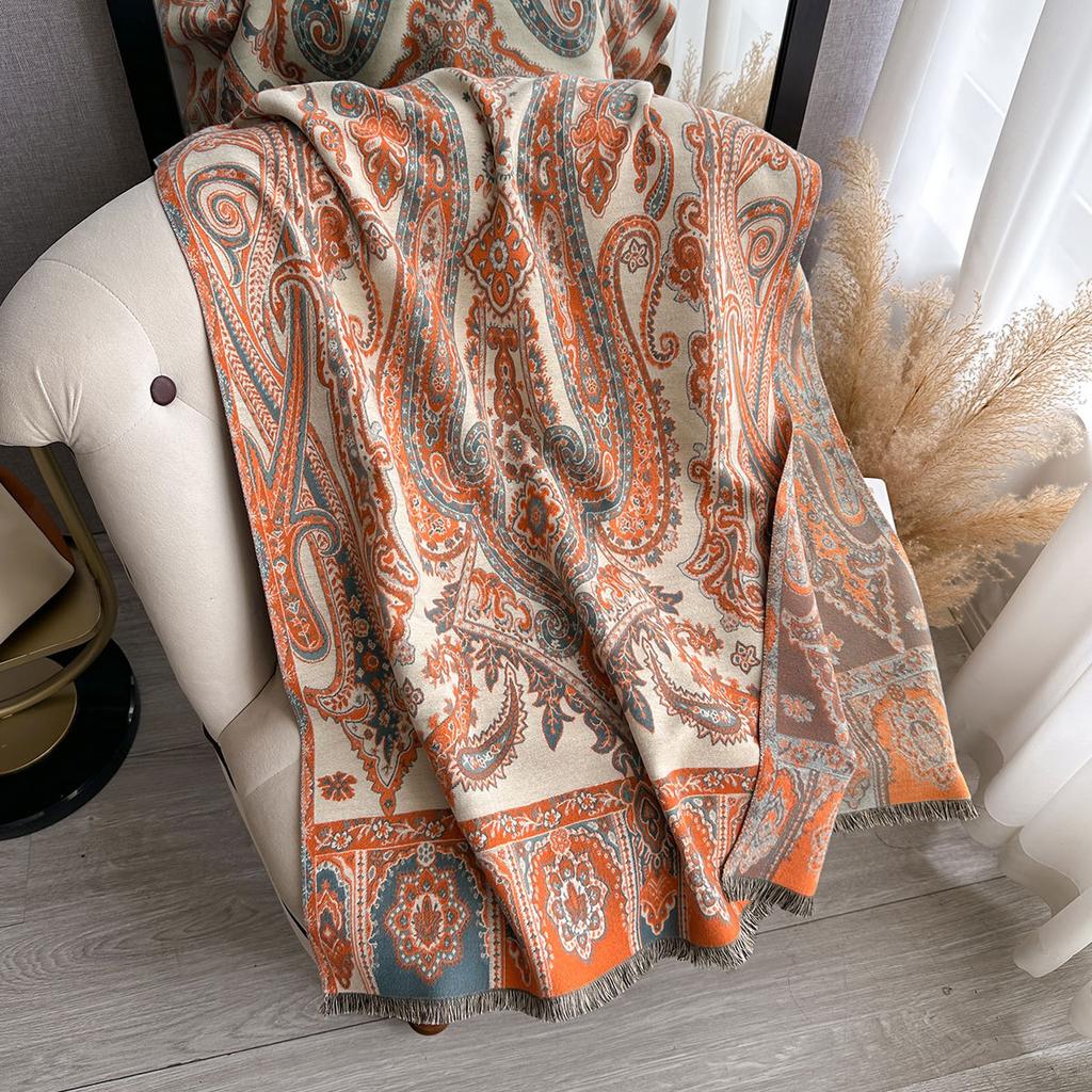 Retro Ethnic Style Shawl, Jacquard Cashew Fringed Scarf, Women'S Outdoor Travel, Outdoor Decoration Dual-Purpose