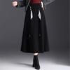 Winter 2025 High-Waisted A-Line Wool Skirt with Thick Hem - Mid-Length Slimming Casual Design