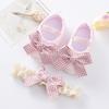 Baby Girls Flats with Headband Non-Slip Soft Sole Cute Bowknot Shoes Newborn Princess Wedding Shoes First Walkers