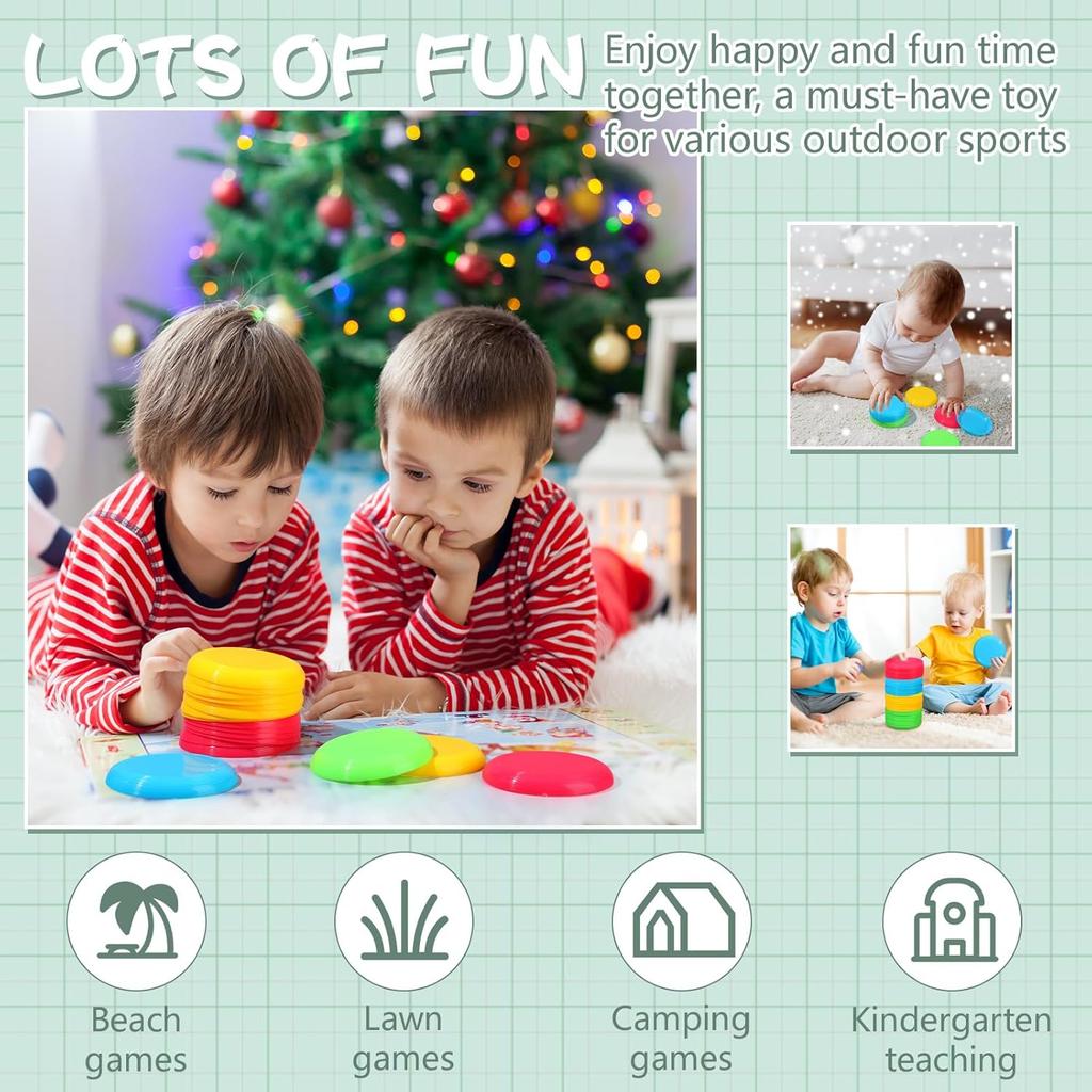Hiboom Kids Flying Discs 3.4 Inch Mini Classic Flying Disks Bulk Soft Flyer Toy for Outdoor Pets Dog Yard Lawn Games Party Kindergarten Teaching