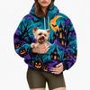 2026 Womens Halloween Print Oversized Hoodie Fall Winter Loose Fit Sweatshirt