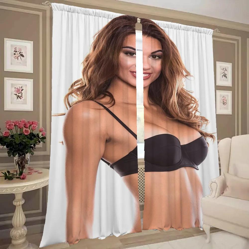 Fensterküchenvorhänge für Wohnzimmer 2 Stück Verdunkelungsvorhänge Türvorhang Badeanzug Schönheit Schlafzimmerdekoration Trennwand