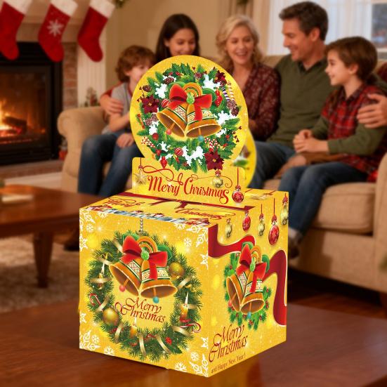 Christmas Money Box Pull-out Cash Gift Box DIY Holiday Money Gift Box with Transparent Bags Christmas Money Holder Pull Box for Kids Adults