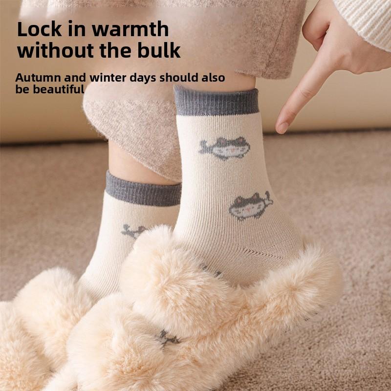 Female Autumn and Winter Thick Warm Hair Ring Heat Storage Does Not Freeze Feet Home Floor Tube Socks