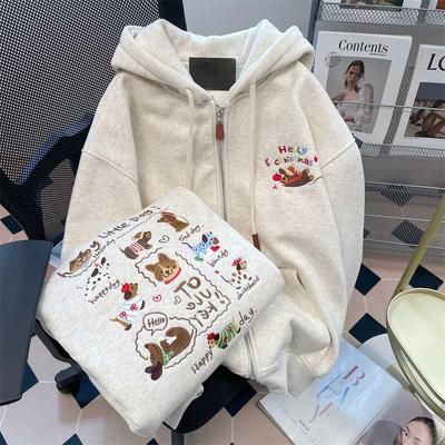 Cardigan aconchegante com capuz bordado para cães para homens e mulheres – Jaqueta com capuz outono/inverno