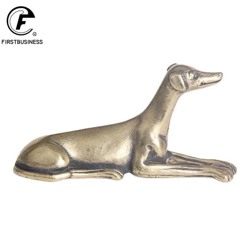 Vintager Solid Brass Greyhound Dog Desk Ornaments Animal Figurines Miniatures Home Decorations Crafts Accessories Gifts