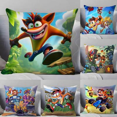 Game Cartoon Crashs B-B-Bandicoot Pillow Case Pillowcase Soft Skin Friendly & Comfortable With A Hidden Zipper