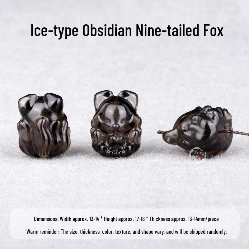 Black Obsidian Nine-Tailed Fox & Animal Charm DIY Bracelet Accessories