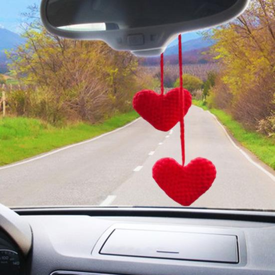 Háčkovaný přívěsek ve tvaru srdce s dvojitým srdcem, závěsná dekorace s láskou, přívěsek ve tvaru srdce, šňůrka na přívěsek do auta, zrcadlo, záclony, tašky, klíčenky