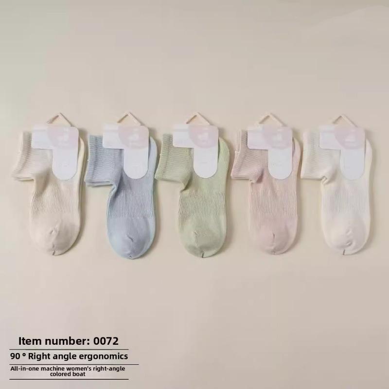 5 Pairs of Women's New Summer Thin Cotton Sweat Absorbing Breathable Rectangular Socks