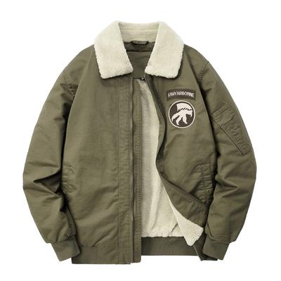 Men's Cotton Padded Clothes Winter Plush Thickened Wool Collar Padded Clothes Plush Cotton Padded Jacket Lamb Cashmere Jacket Pilot Jiake Man 6XL