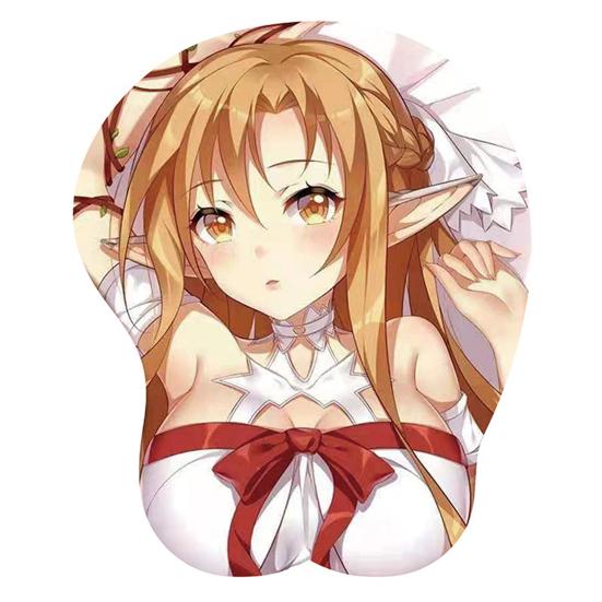 Anime Mouse Pad Chest Non-slip Cartoon 3D Sexy Rubber Mat Wrist Support Single