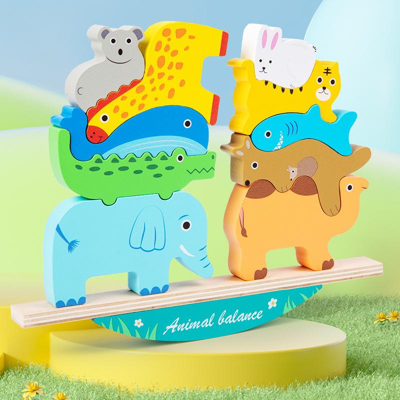 Tier Balance Stapelspiel Kinder Holz Balance Wippe Trainingspraktische Fähigkeit Puzzle Tischspielzeug