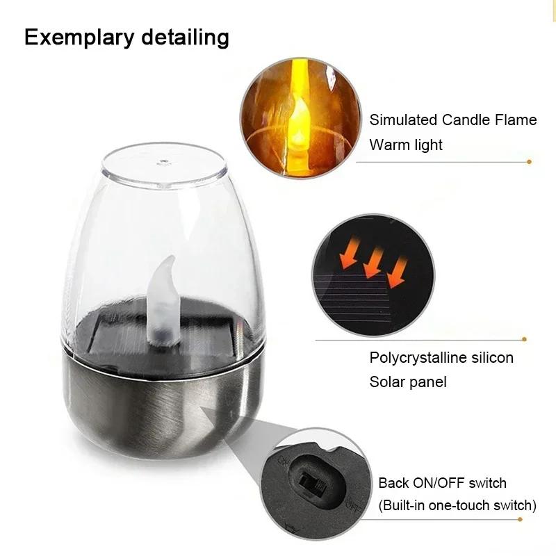 LED Solar Candles Light Flameless Outdoor Waterproof Candles Lamp For Bar Outdoor Camping Decoration Wedding Party Solar Lamp