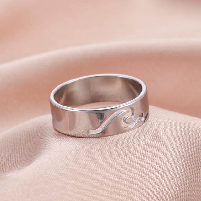 Simple Sea Wave Couple Rings  Trend Ocean Surf Stainless Steel Paired Rings For Women Men Wedding Birthday Jewelry