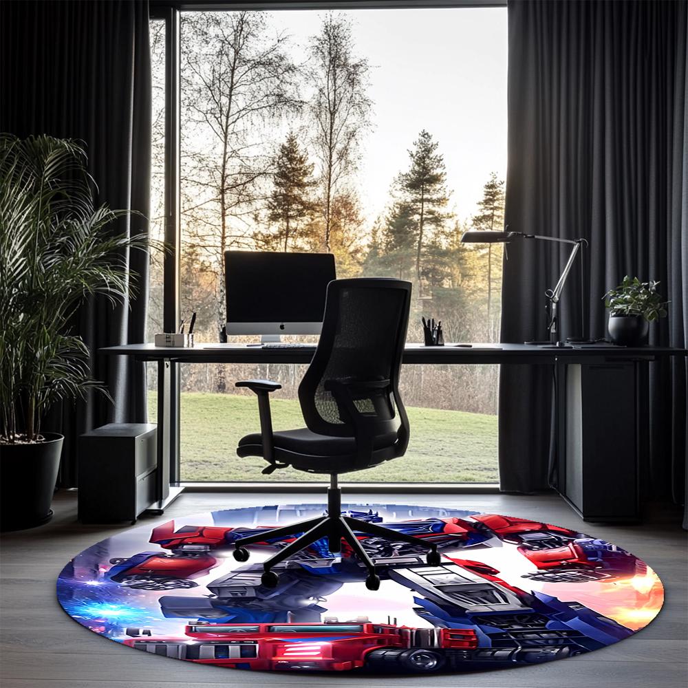 Optimus Prime Printed Round Rug Carpet Chair Rug Area Rug Entryway Doormats,for Office Chair Living Room Bedroom Kitchen Room.