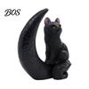 Witch Hat Cat Decor Halloween Figurine, Resin Hat/Moon/Pumpkin/Skull Statue Cute Spooky Sculpture for Tabletop, Mantel, Shelf, Desk Black And