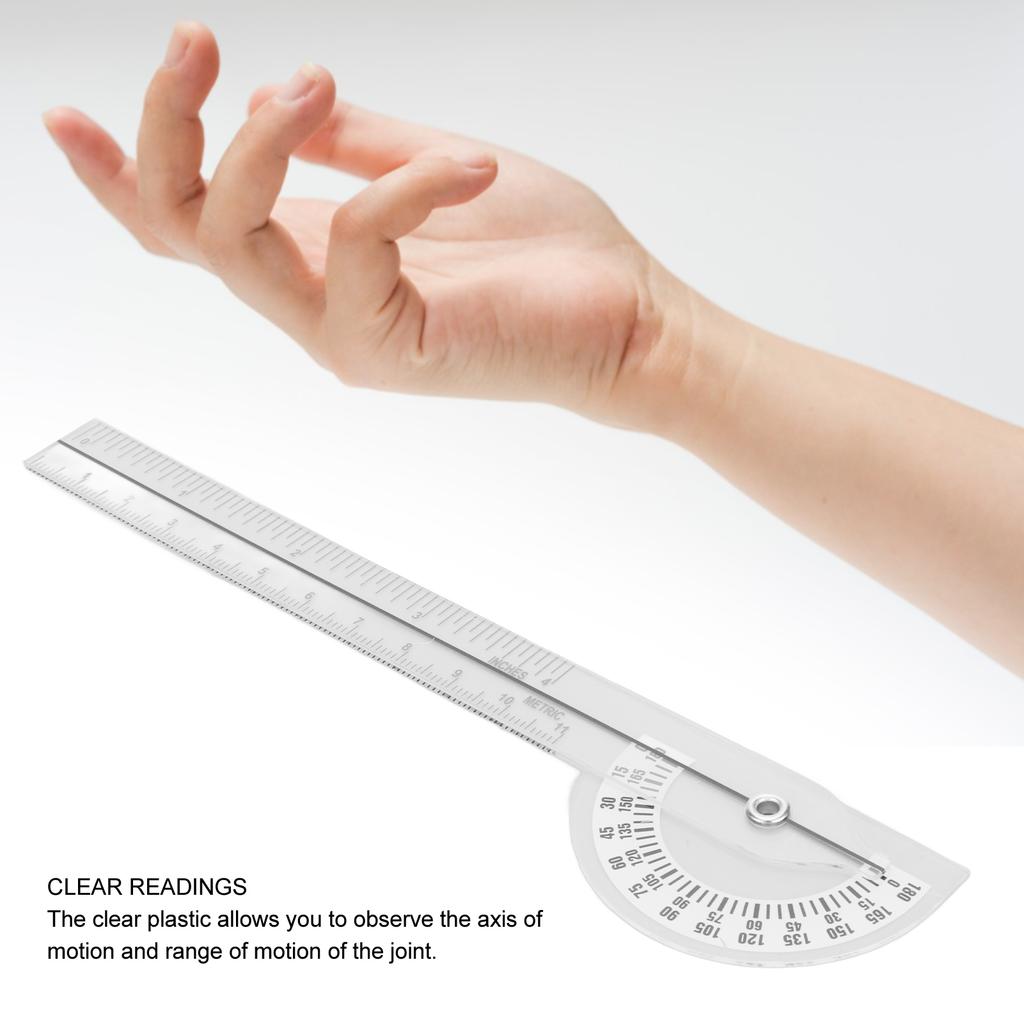 Goniometer Joint Range Motion Protractor 180 Degree Transparent Clear Mark Finger Measuring Physical Therapy Ruler