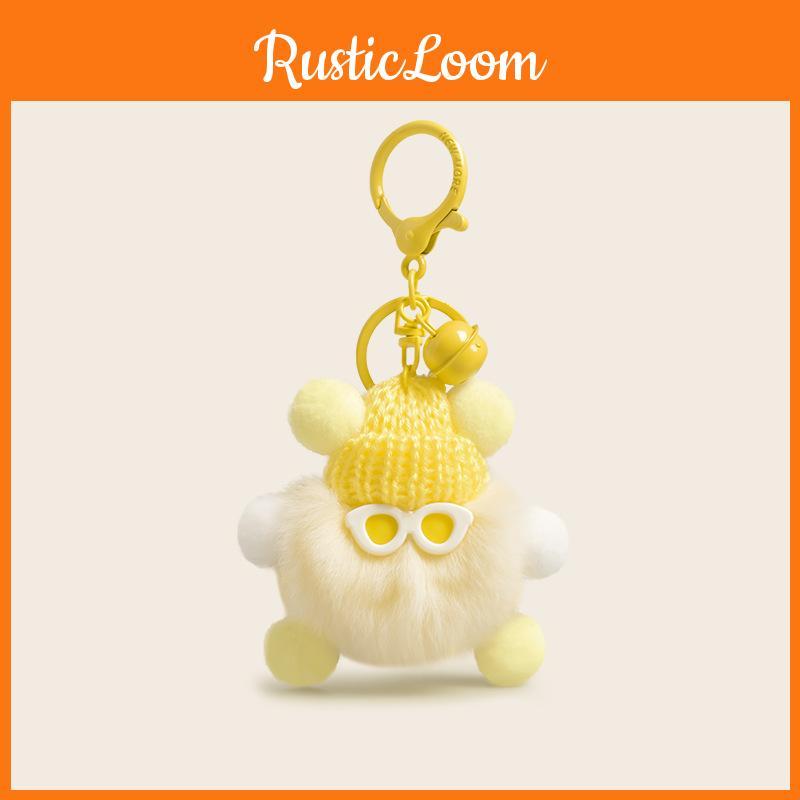 Fluffy Soft And Cartoon Rabbit Fur Keychain With Colorful Adorable Designs