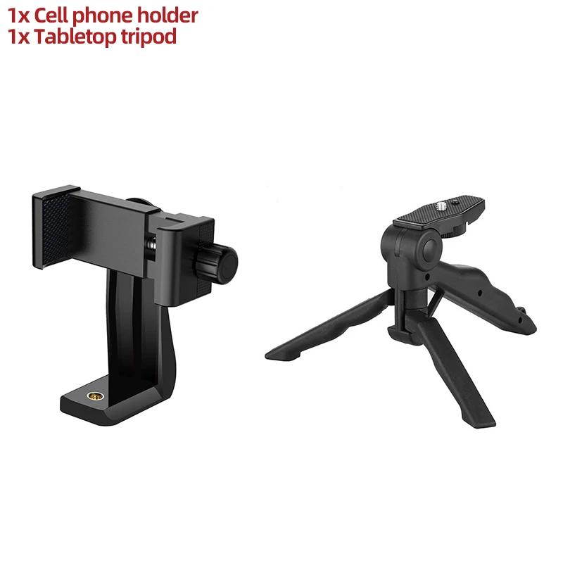 Universal 360° Rotatable Phone Clip Holder, Adjustable Smartphone Mount with 1/4" Hole for Tripod Selfie Stick Live Stream Vlog
