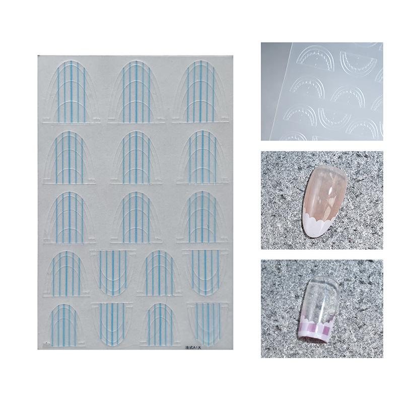 French Manicure Strip Nail Forms Fringe Tip Guides Sticker Diy Wavy Line Nail Art Tips Guides Stickers Stencil Decoration Tool