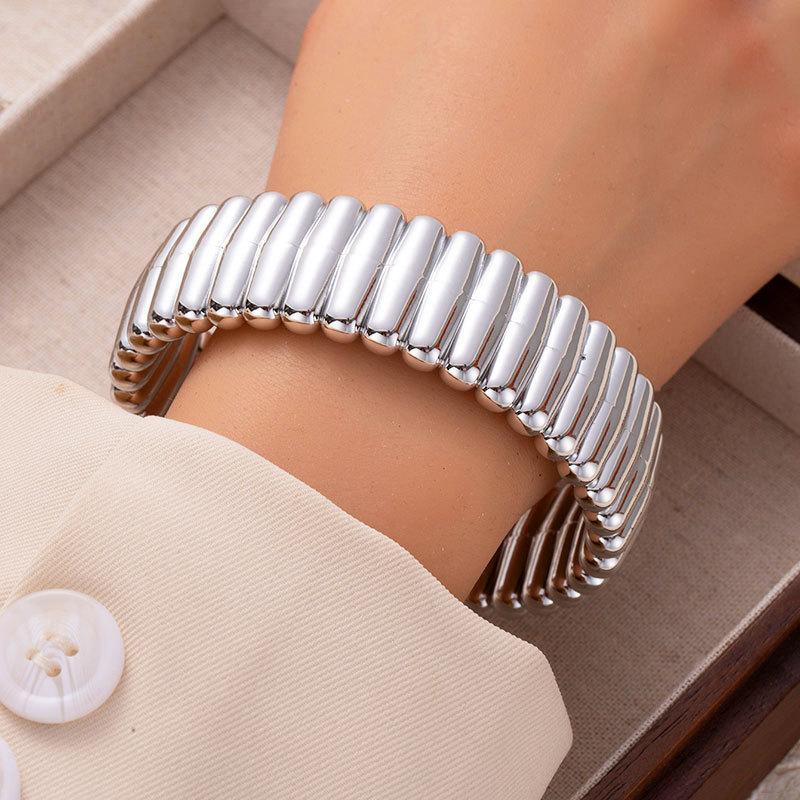 Electroplating Ccb Arrangement Striped Open Bracelet Individual Cold Wind Jewelry Fashion Cool Design Bracelet