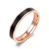 JeeMango Fashion Black/white 2 Colors Painting Oil Rose Gold Color Simple Wedding Rings Jewelry Stainless Steel Ring JR18052