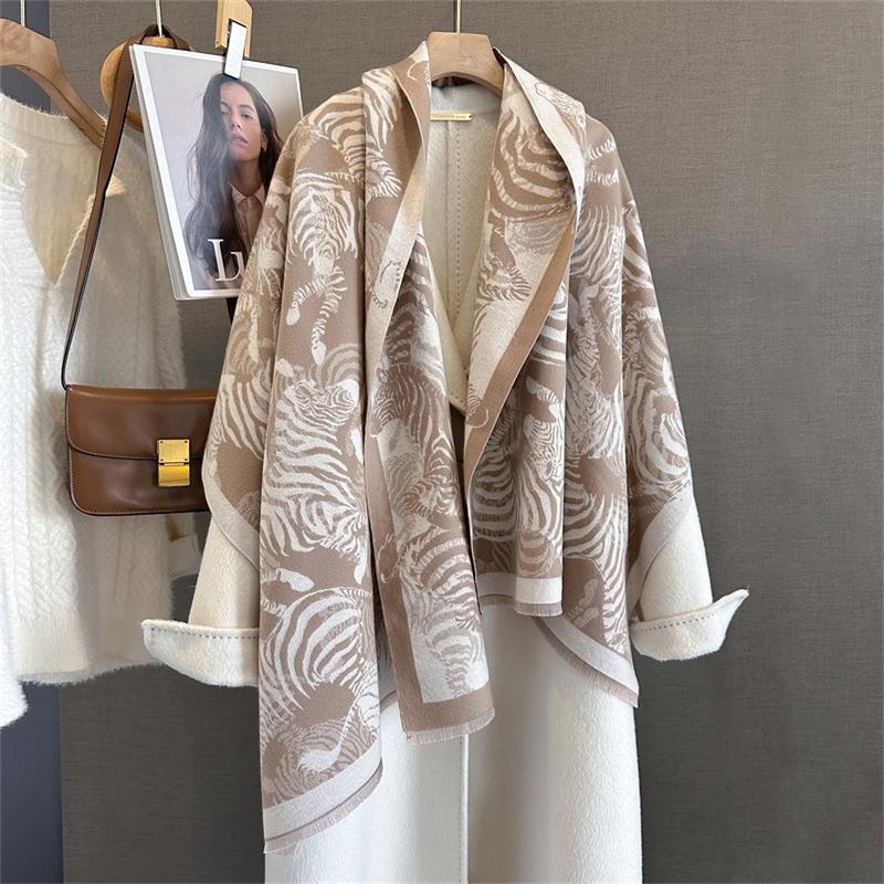 Travel Poncho Warm Cashmere Scarf Women  Luxury Thick Blanket Winter Bufanda Shawl Print New Wraps Pashmina Female Stoles