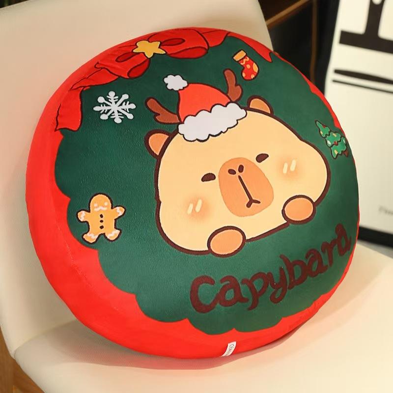Christmas Animal Round Pillow Puppy Cushion Cushion Printed Cushion Sofa Waist Christmas Gift