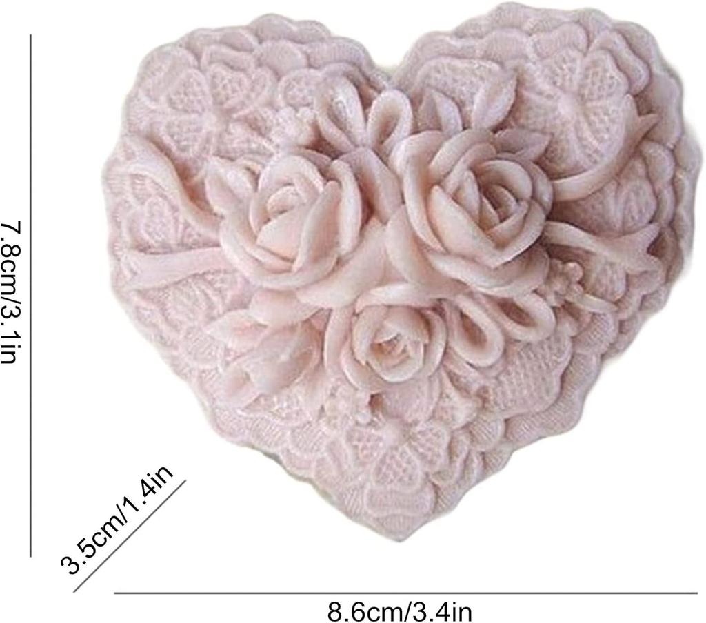Beautiful Flower Delicate Floral Heart Silicone Soap Molds for Soap Making, Craft DIY Handmade Chocolate Candy Cake Mold