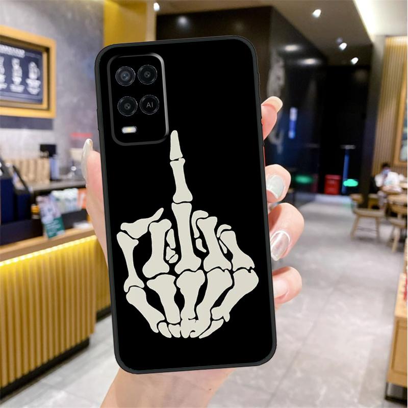 Skeleton Middle Finger Case For OPPO A53 A31 A5 A9 A96 A76 A16 A54 A74 A94 A52 A72 A92 A93 A15 A57 A77 A17 Cover